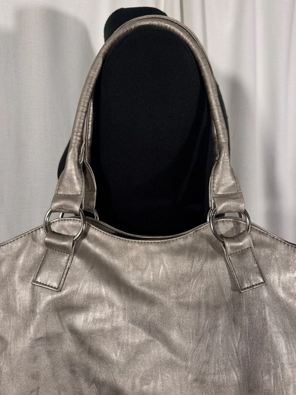 Metallic Champagne Shoulder Tote Bag